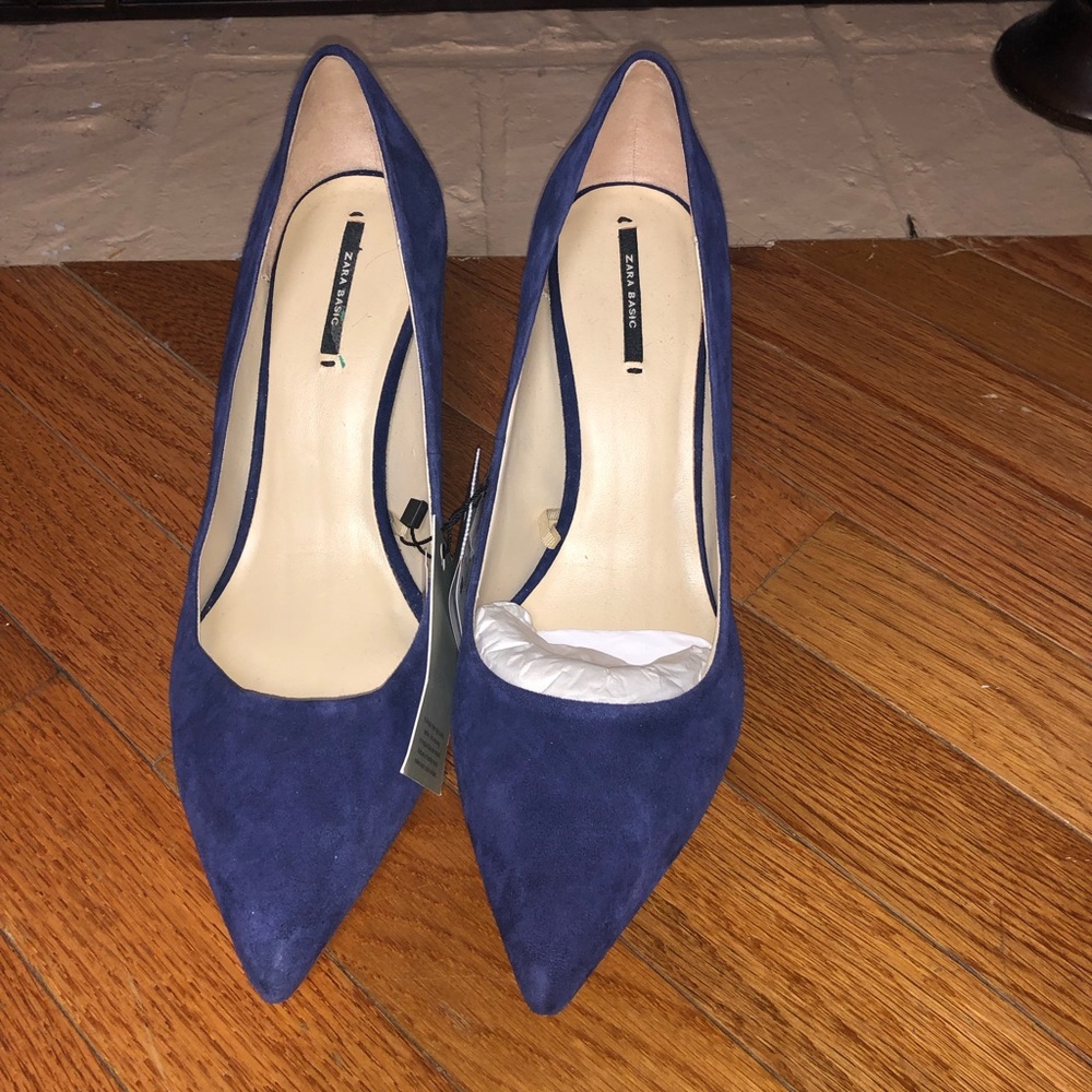 Zara suede kitten heel pumps
